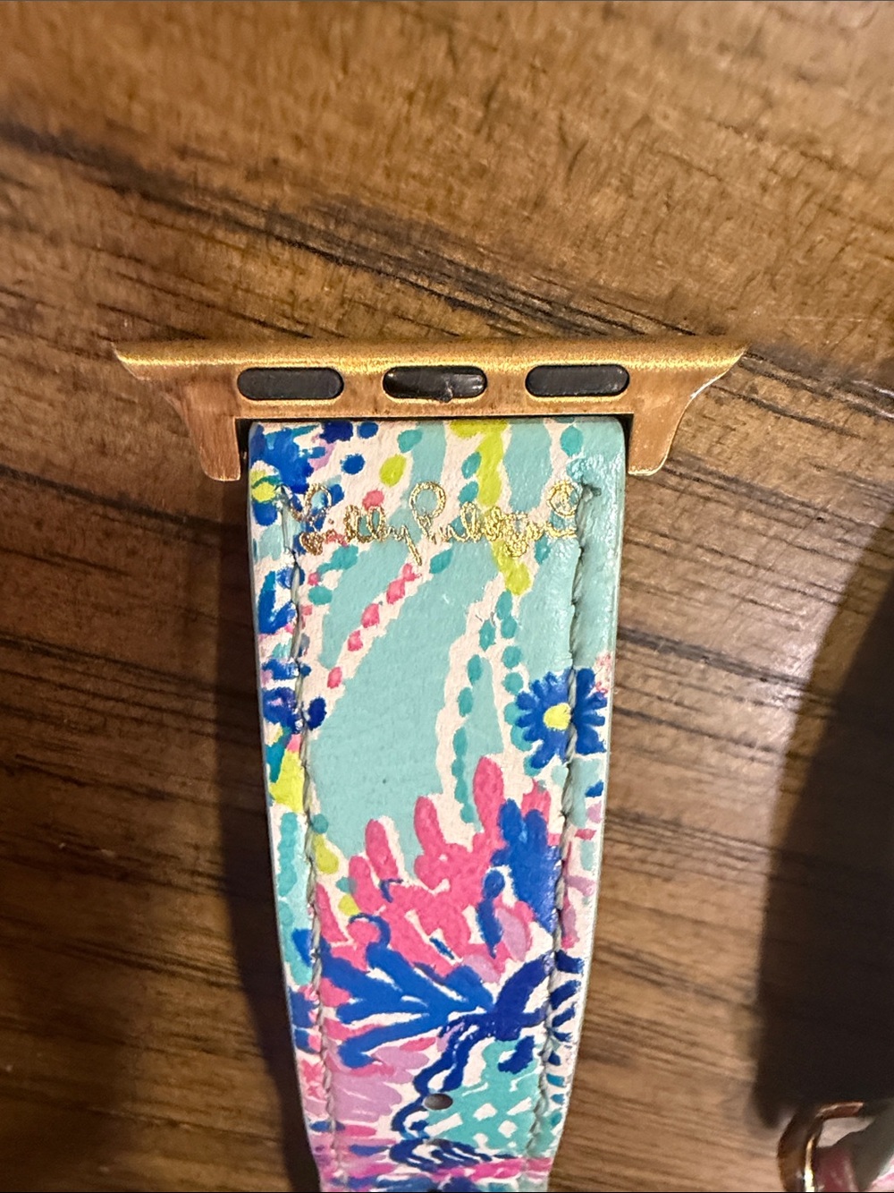 Lilly Pulitzer Pink Multicolor Floral Watch Band with Gold Adapter - Picture 7 of 8